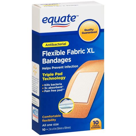 Equate Antibacterial Flexible Fabric Xl Bandages 10 Ct Box Walmart