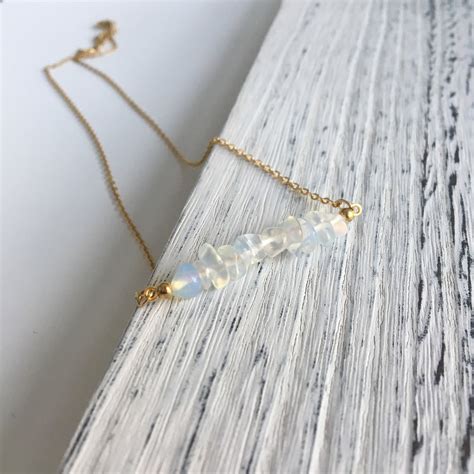 Dainty Layered Opal Necklace Gift For Her White Lab Opals Etsy