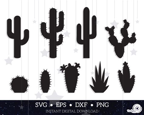 Cactus Vector Clipart Set Instant Digital Download Svg Etsy Cactus