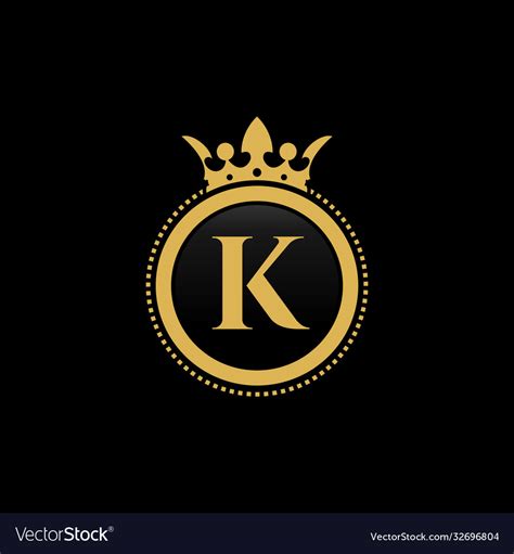 Letter k royal crown luxury logo design Royalty Free Vector