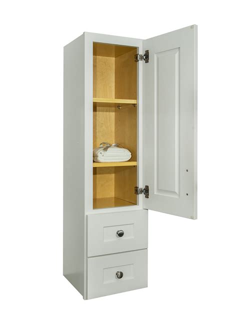 White Linen Cabinet With Wood Door Semi Custom Collection Broadway