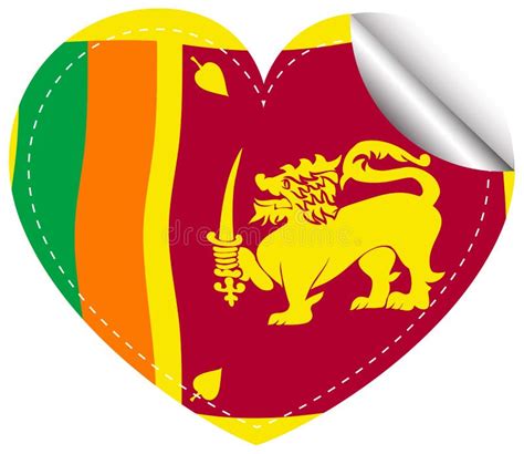 Icon Design For Flag Of Sri Lanka In Heart Shape Stock Vector