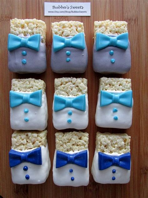 Bow tie themed baby shower decorations. BOW TIE Rice Krispy Treats (12) - Little Man Birthday ...