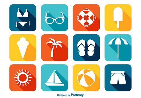 Bright Summer Icon Set Download Free Vector Art Stock Graphics And Images