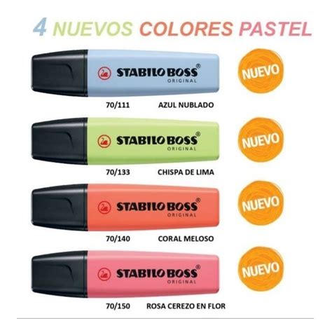 Stabilo Boss Pastel 4 Nuevos Tonos, Originales - $ 108.00 en Mercado Libre