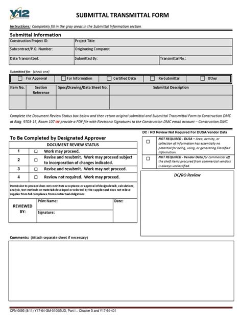 Subcontractor Submittal Transmittal Form Pdf Information Science
