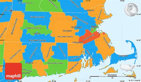 Political Simple Map Of Massachusetts