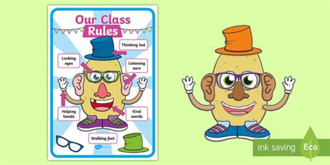 Potato Character Classroom Rules Display Pack Twinkl