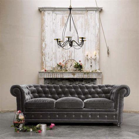 Black + Velvet + Tufted = Gorgeous | Furniture, Grey velvet sofa
