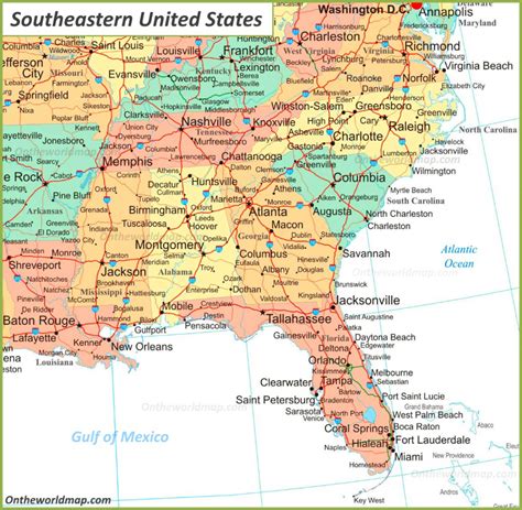 Printable Map Of Southeast Usa Printable Us Maps Printable Map Of