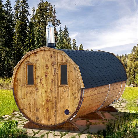 Outdoor Sauna 4m Barrel Sauna For 4 Persons With Dressing Room
