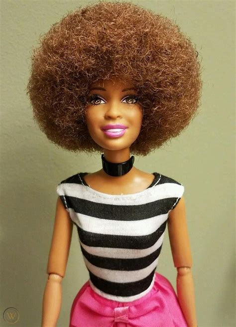 Beautiful Ooak African American Barbie Doll With Full Afro 1852046677