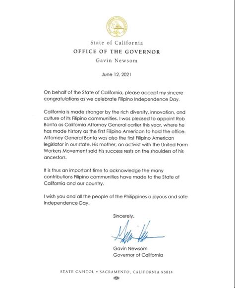 Message From California Governor Gavin Newsom On Philippine
