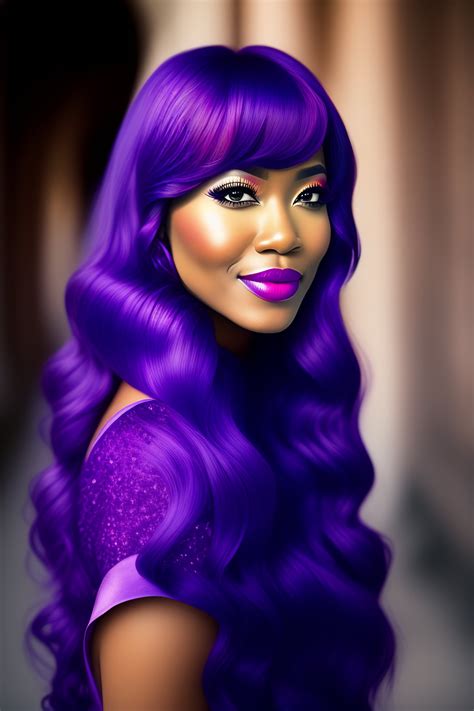 lexica girl purple hair stoking