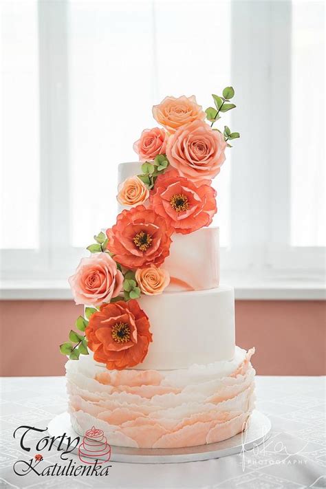 Peach Wedding Cake Decorated Cake By Torty Katulienka Cakesdecor
