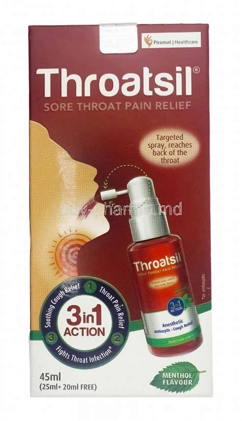 Buy Throatsil Sore Throat Pain Relief Spray Benzocaine Amylmetacresol