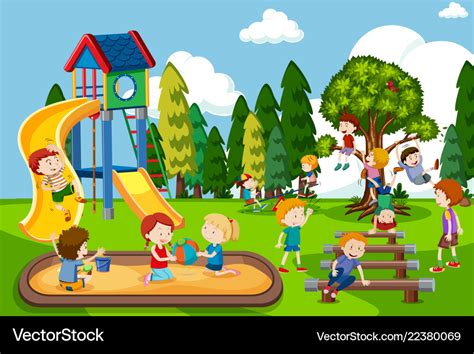 Children Playing At Playground Royalty Free Vector Image