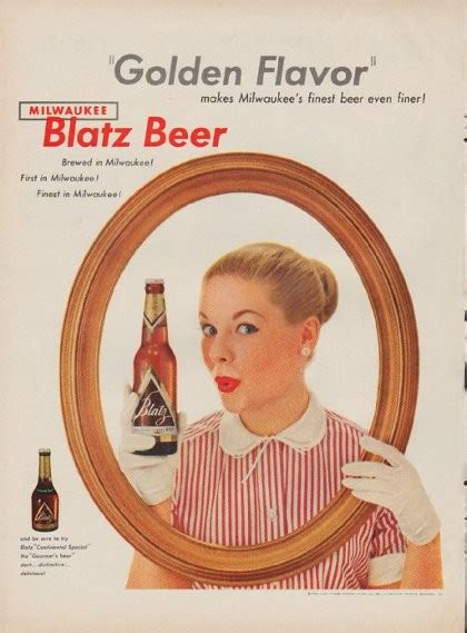1954 Blatz Beer Vintage Ad Golden Flavor