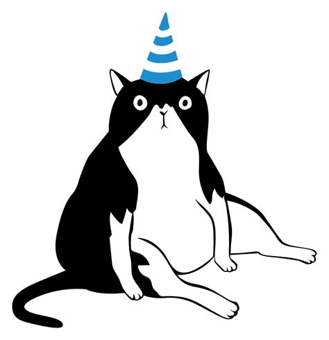 Cat In A Birthday Hat Sticker Cats Illustration Cat Illustration
