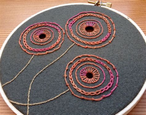 Hand Embroidered Hoop Art Freeform Flowers On Repurposed Etsy