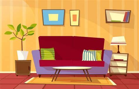 Free Vector Cartoon Living Room Interior Background Template Cozy