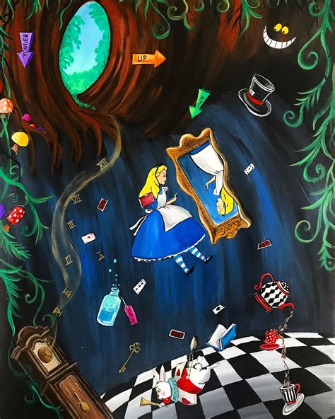 Alice Falling Down The Hole Etsy Alice In Wonderland Paintings