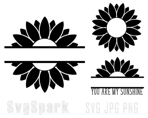 Sunflower Monogram Svg Split Monogram Svg Sunflower Svg Etsy