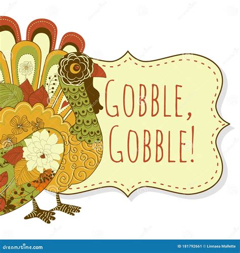 Gobble Turkey Illustration For Thanksgiving Stock Illustration