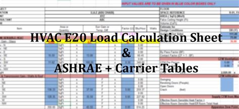 Hvac E20 Load Calculation Sheet Download
