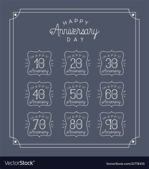 Happy Anniversary Card With Decades Royalty Free Vector