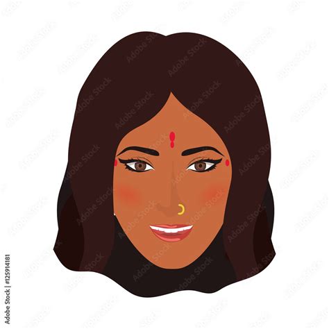 Beautiful Indian Woman Smiling Over White Background Vector Illustration Stock Vector Adobe Stock