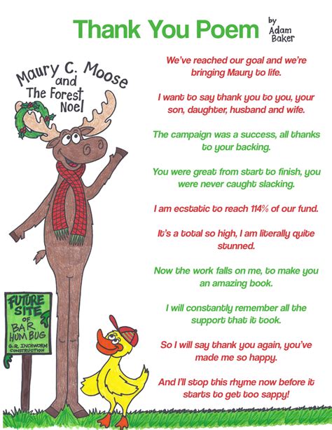 Thank You Poem Maury C Moose Childrens Book Series