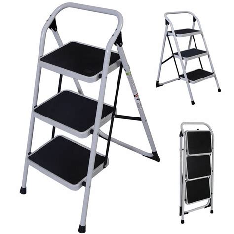 Ubesgoo Portable 3 Step Ladder Humanity Slippery Resistant Safety Short