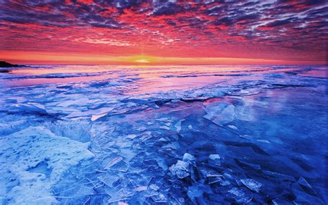 Sunset Frozen Lake Wallpaper 1920x1200 32142
