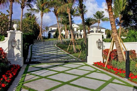 Good Looking Driveway Entrance Gates Landscape Tropical With Palm Trees