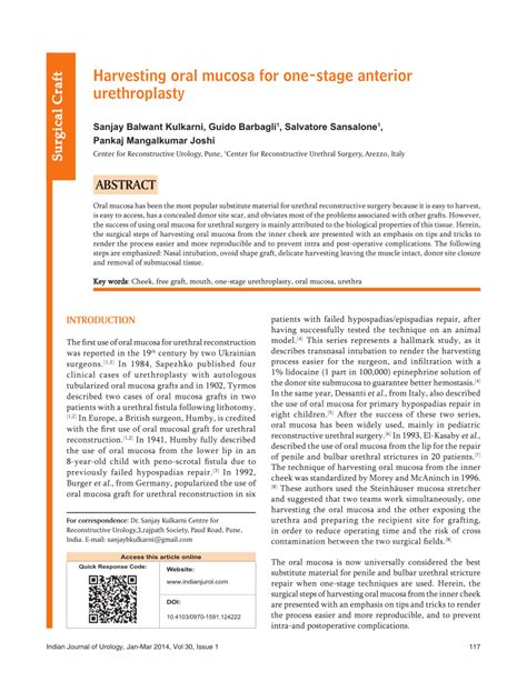 PDF Harvesting Oral Mucosa For One Stage Anterior Urethroplasty