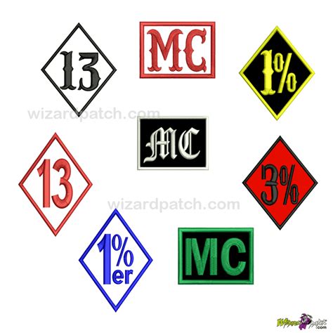 13 1 1er Or Mc Embroidered Biker Badge Custom Patch Choice Wizard