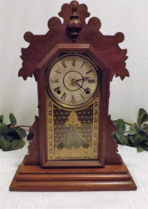 Antique 1881 E Ingraham And Co Gingerbread Kitchen Clock For Sale