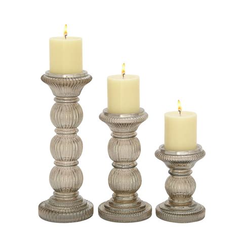 Unique Set Of Three Glass Candle Holder