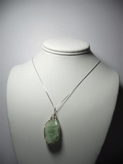 Prehnite Pendant Wire Wrapped 925 Sterling Silver Wire Etsy