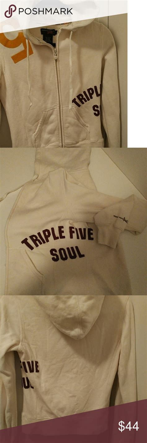 Triple 5 Soul Brooklyn Cotton Zip Up Fitted Hoodie Creme White Color