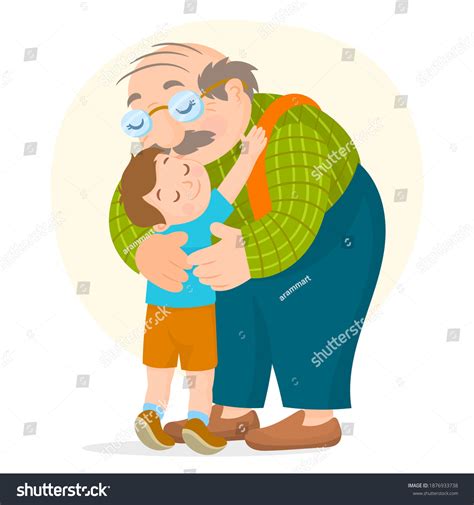 Smiling Grandfather Hugging His Grandson Love Stock Vector Royalty Free Shutterstock