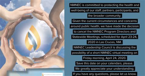 Nmnec Program Directors And Statewide Meetings Canceled Save The Date