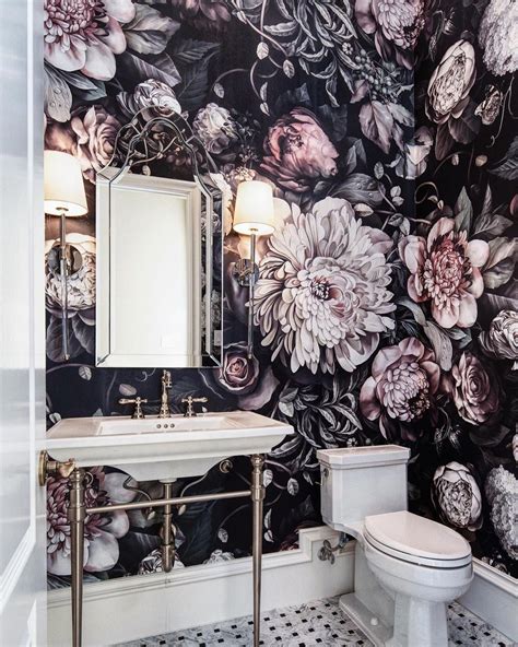 Bathroomwallpaper Floral Bathroom Cottage Style Bathrooms Black