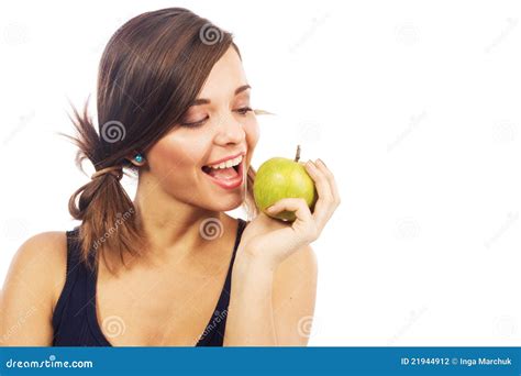 Lovely Girl Biting An Apple Stock Photo Image Of Hand Closeup 21944912