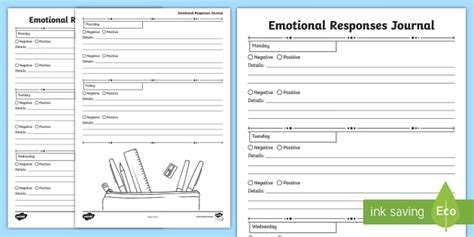 Mood Journal Template Inclusive Resources Teacher Made