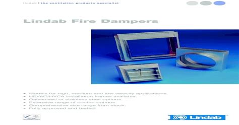 Lindab Fire Dampers Lindab Fire Dampers Models For High Medium And