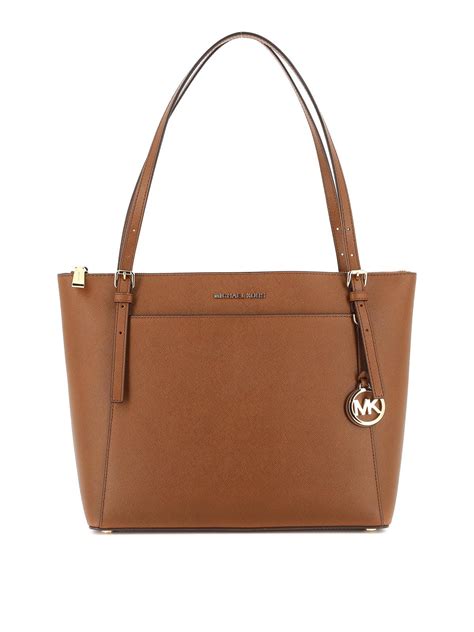 Michael Kors Voyager Large Saffiano Leather Top Zip Tote Bag In Brown Lyst