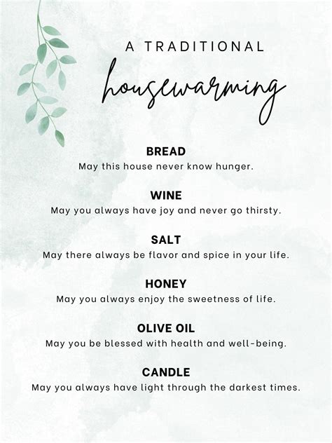 Printable Housewarming Gift Home Blessing Traditional DIY Bread Wine