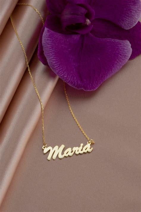 14k 18k 10k Solid Gold Personalized Name Necklace Dainty Gold Name